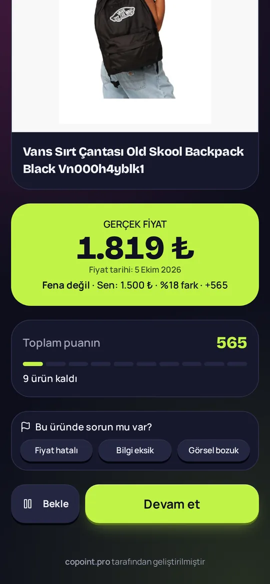 Sonuç ekranı